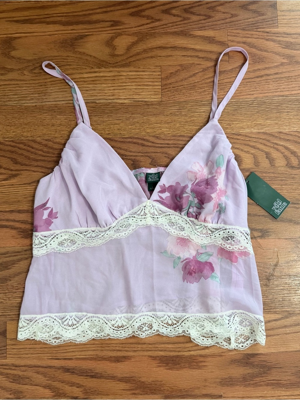 Wild Fable lilac floral lace trim camisole top - Picture 4 of 5